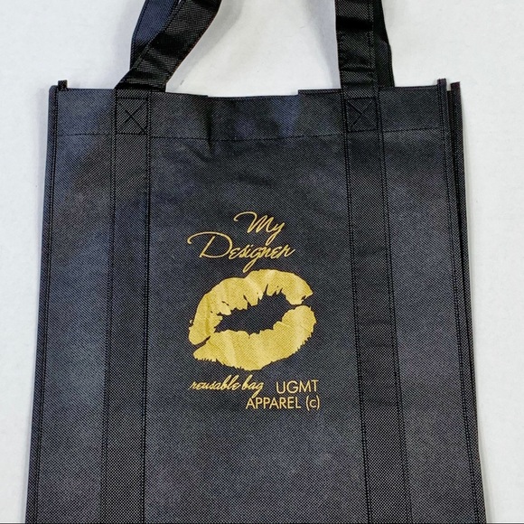 TWO bags FOR the price of ONE. Ladies black fashionable reusable tote bags. - Picture 1 of 5